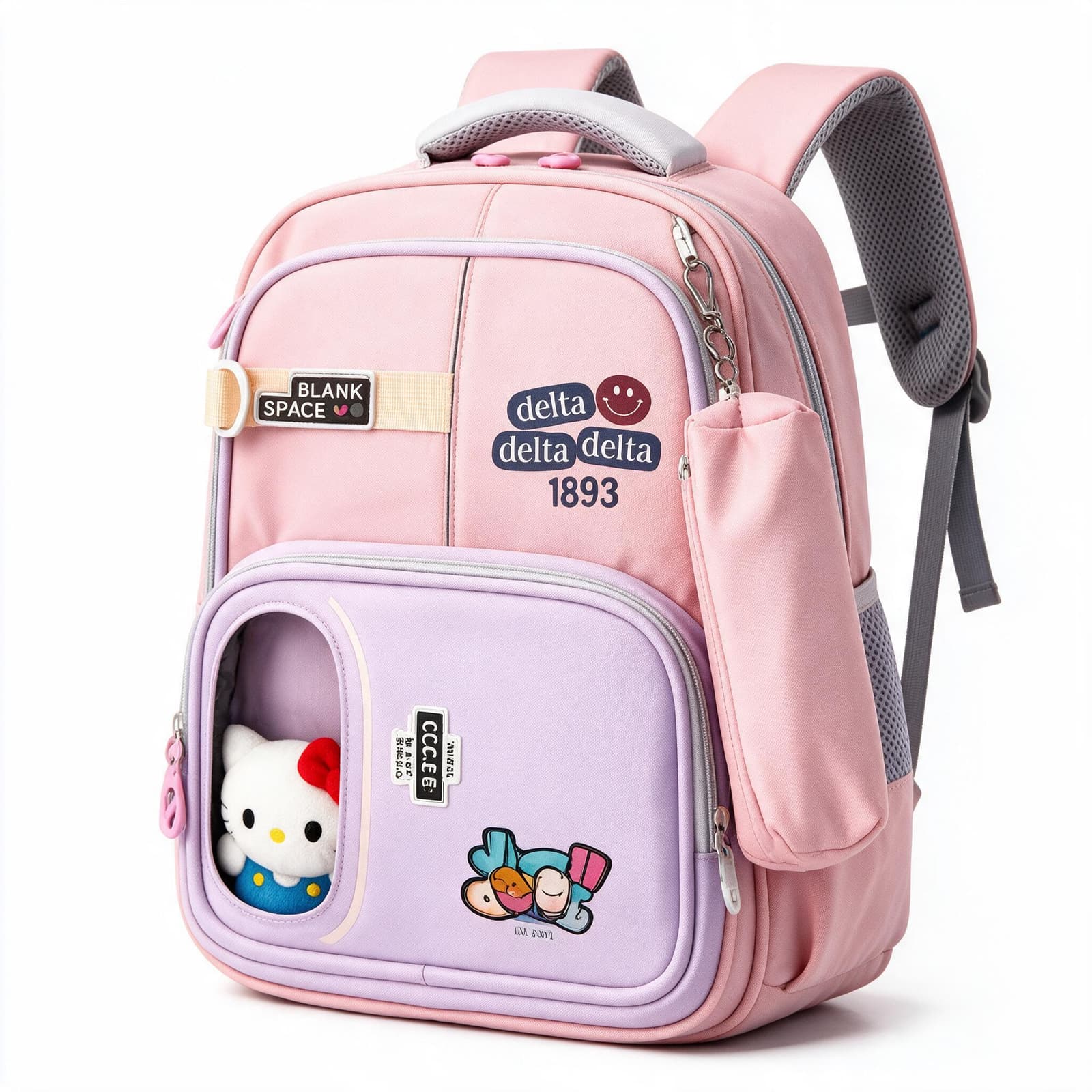 Sac à Dos Scolaire Delta Design Ergonomique avec Trousse et Pendentif Ours Inclus Rose SACKDS35RS - حقيبة ظهر مدرسية عصرية مع مقلمة مدمجة - Sac à dos et Mode - صورة 1