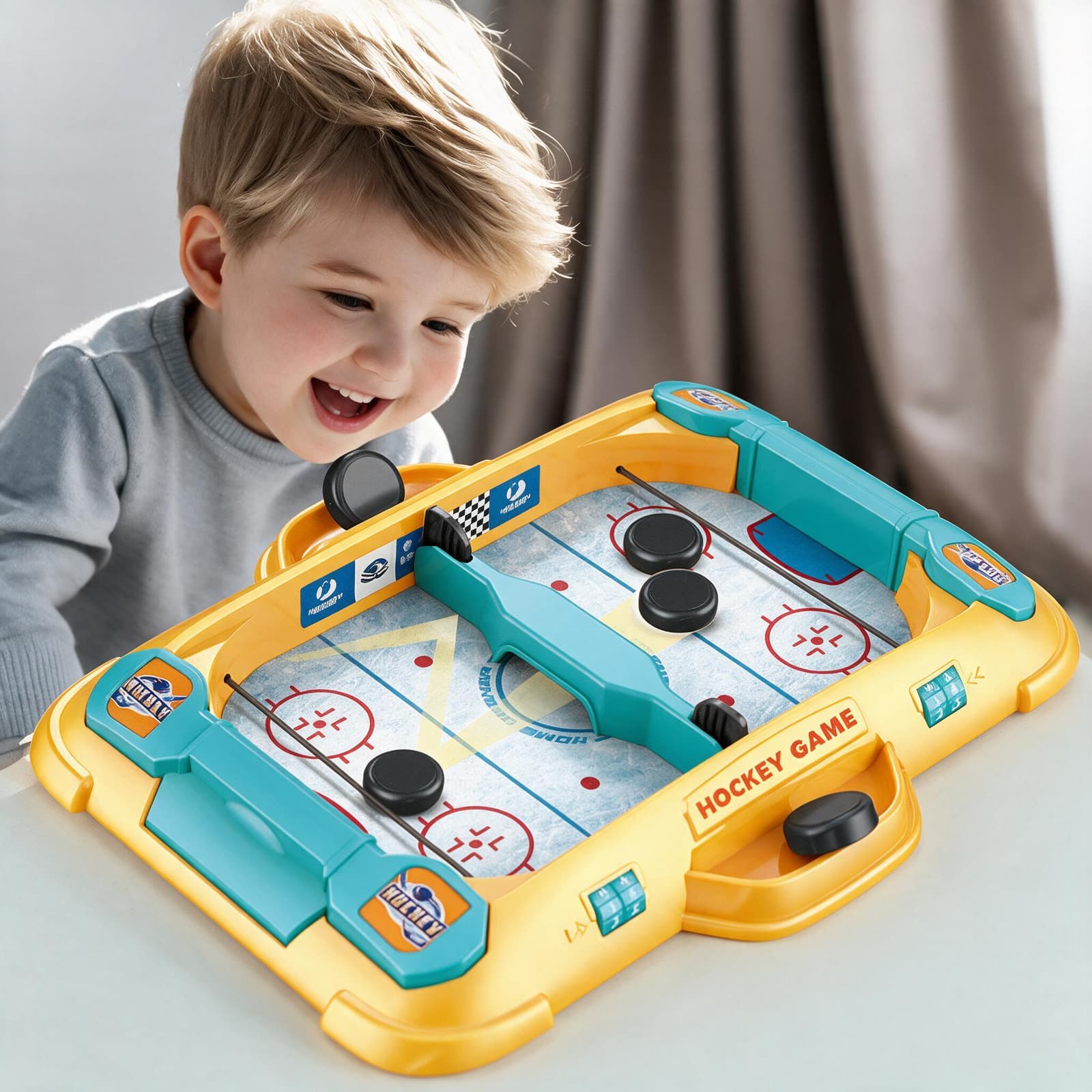 Jeu de Hockey Jeu de Table Compétitif avec Élastiques & Compteur de Points - لعبة هوكي التفاعلية للأطفال والعائلة - Enfants - صورة 1
