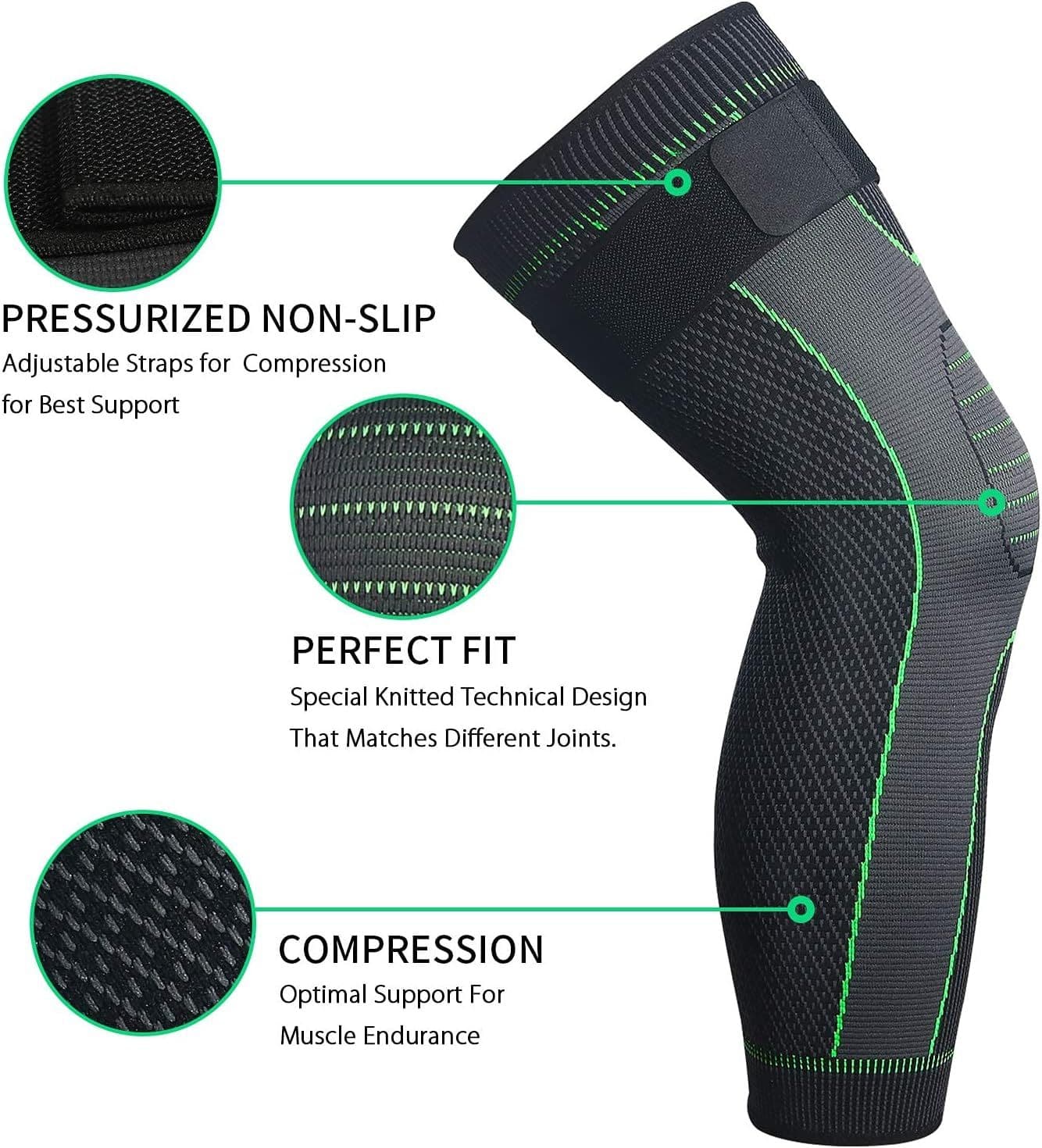 Jambière de Compression Longue avec Sangle Réglable et Tricotage 3D 2Pcs - مشد الساق الكامل والمفصل مع حزام تثبيت 2 قطع - Sport - صورة 3