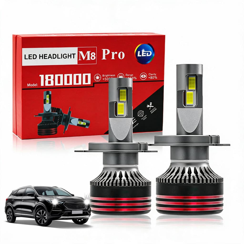 Ampoules LED pour Voiture M8 Pro 120W - Très Haute Luminosité 60 000 LM H4 - مصابيح للسيارات عالية الأداء إضاءة بيضاء - Accessoires Auto/Moto - صورة 1