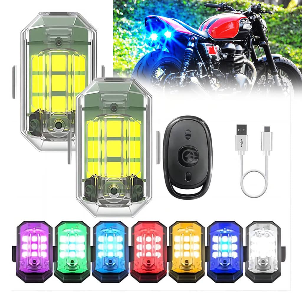 Mini Lumières LED Flash Anti-Collision avec Télécommande sans Fil 30 Modes 2Pcs - أضواء فلاش مع ريموت كنترول لاسلكي لسائقي الدراجات