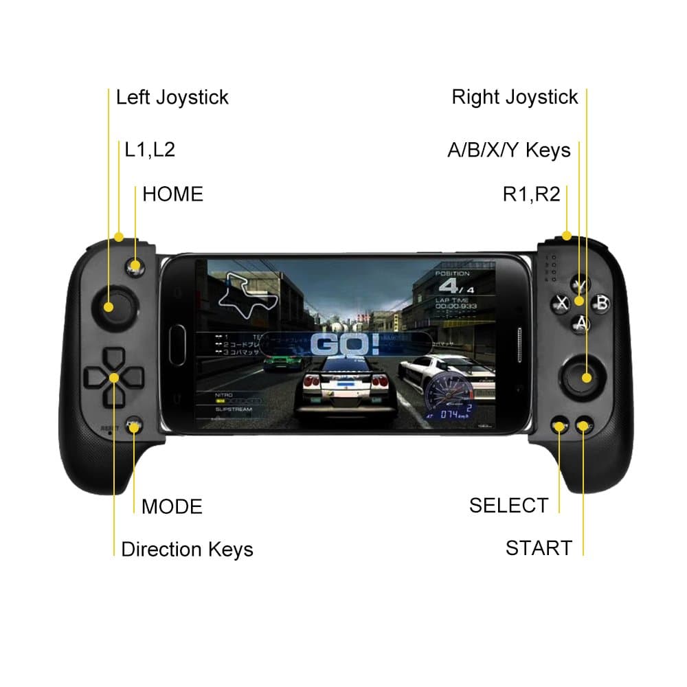 Manette de Jeu Sans Fil Bluetooth Support Télescopique (40mm), 16 Boutons et Joystick Flexible - ذراع تحكم الألعاب اللاسلكية للهواتف الذكية مع مقبض قابل للتمديد - Électronique - صورة 3