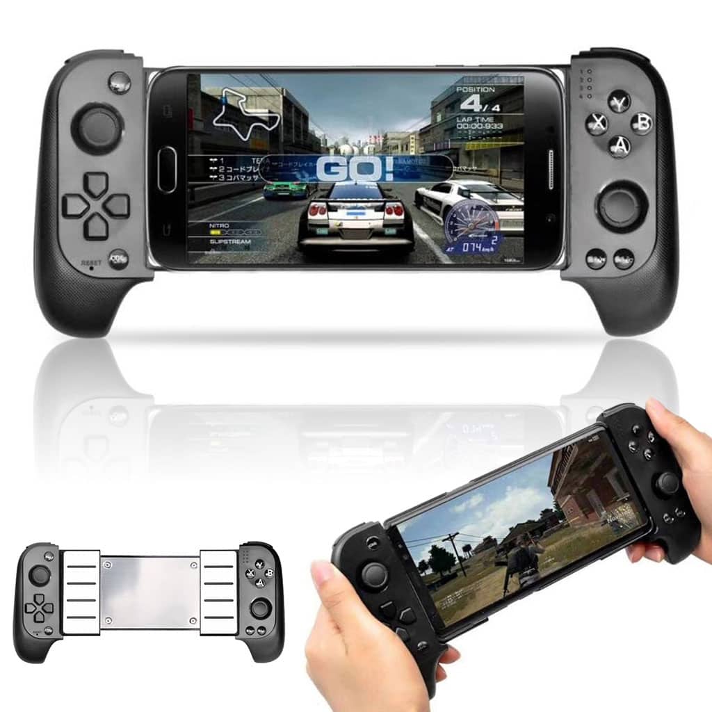 Manette de Jeu Sans Fil Bluetooth Support Télescopique (40mm), 16 Boutons et Joystick Flexible - ذراع تحكم الألعاب اللاسلكية للهواتف الذكية مع مقبض قابل للتمديد