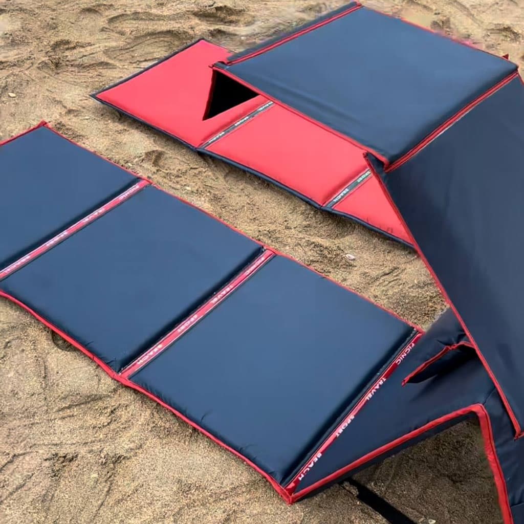 Chaise Longue de Plage Pliable avec Pare-Soleil et Oreiller Intégré - كرسي شاطئ قابل للطي مع مظلة شمسية ووسادة مدمجة - Vacance & Loisir - صورة 2