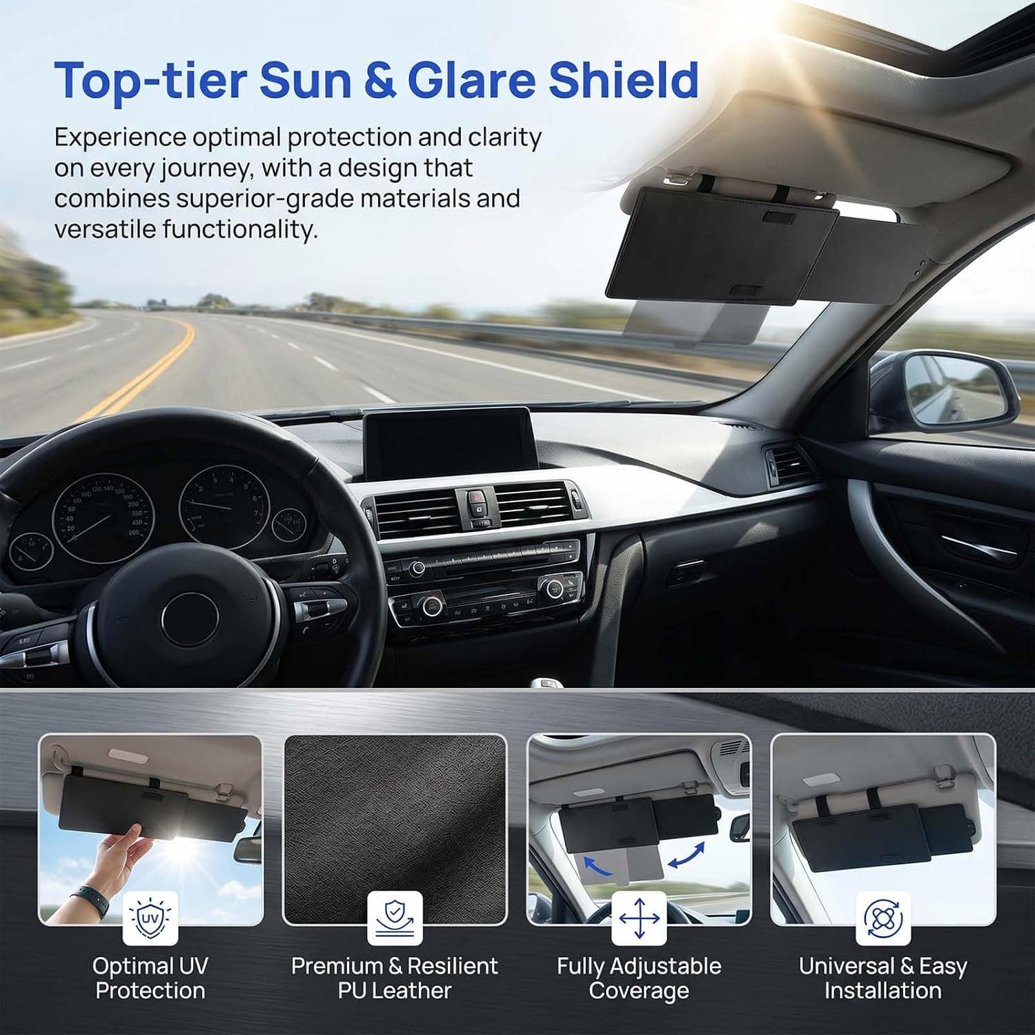 Extension de Pare-Soleil Anti-Éblouissement Ajustable pour Voiture - حاجِب شمس ومظلة للسيارات واقٍ من الأشعة فوق البنفسجية - Accessoires Auto/Moto - صورة 2