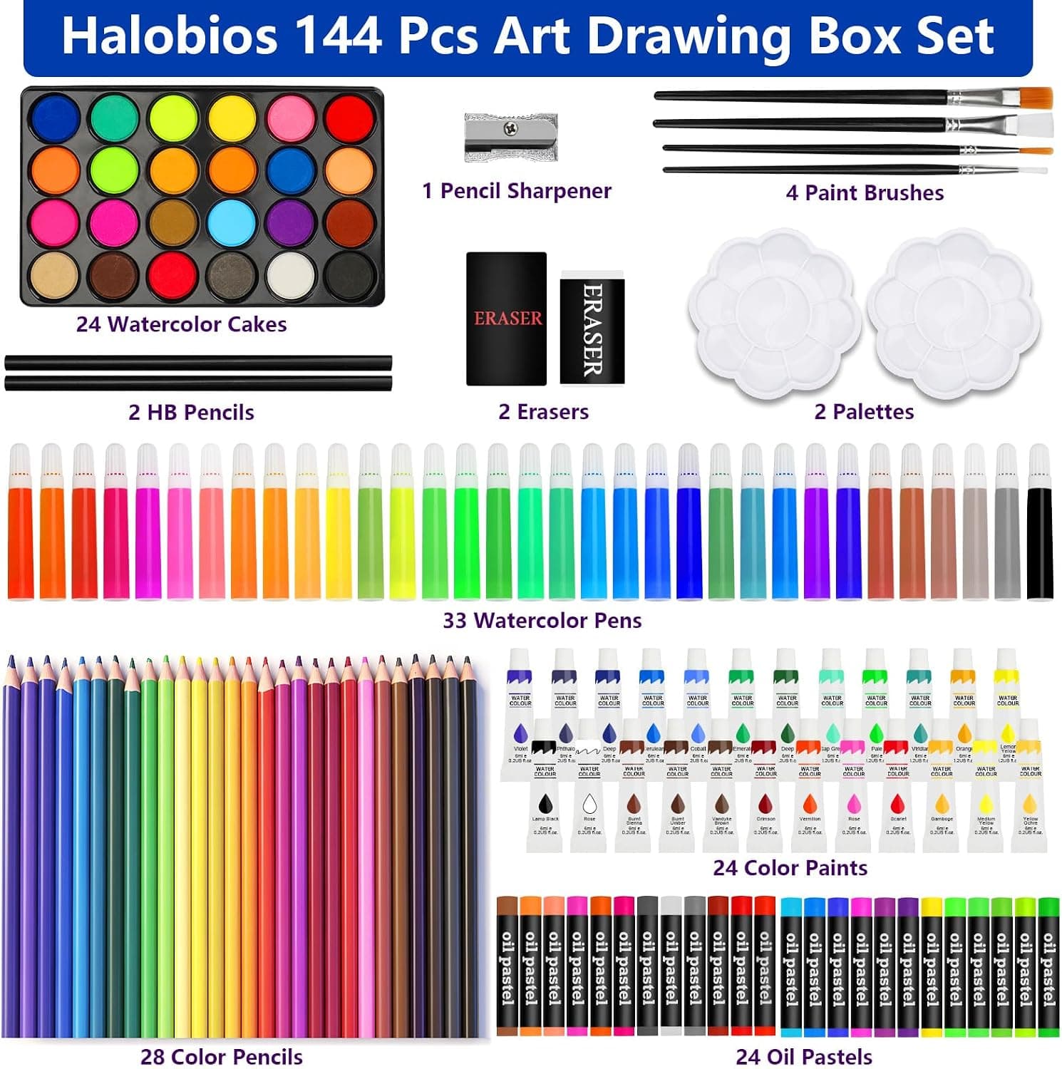 Coffret d'Art Deluxe 144 Pièces avec Mallette Portable - علبة أدوات الرسم والتلوين الفاخرة 144 قطعة داخل حقيبة - Divers - صورة 3