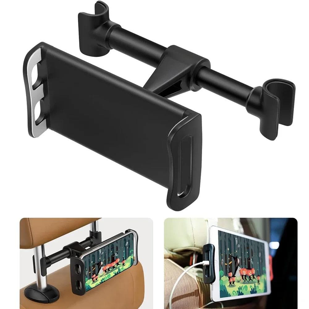 Support de Voiture pour Appui-Tête Tablettes et Smartphones avec Accès Chargeur - حامل هاتف وتابلت لمقعد السيارة الخلفي قابل للدوران 360 درجة - Accessoires Auto/Moto - صورة 1