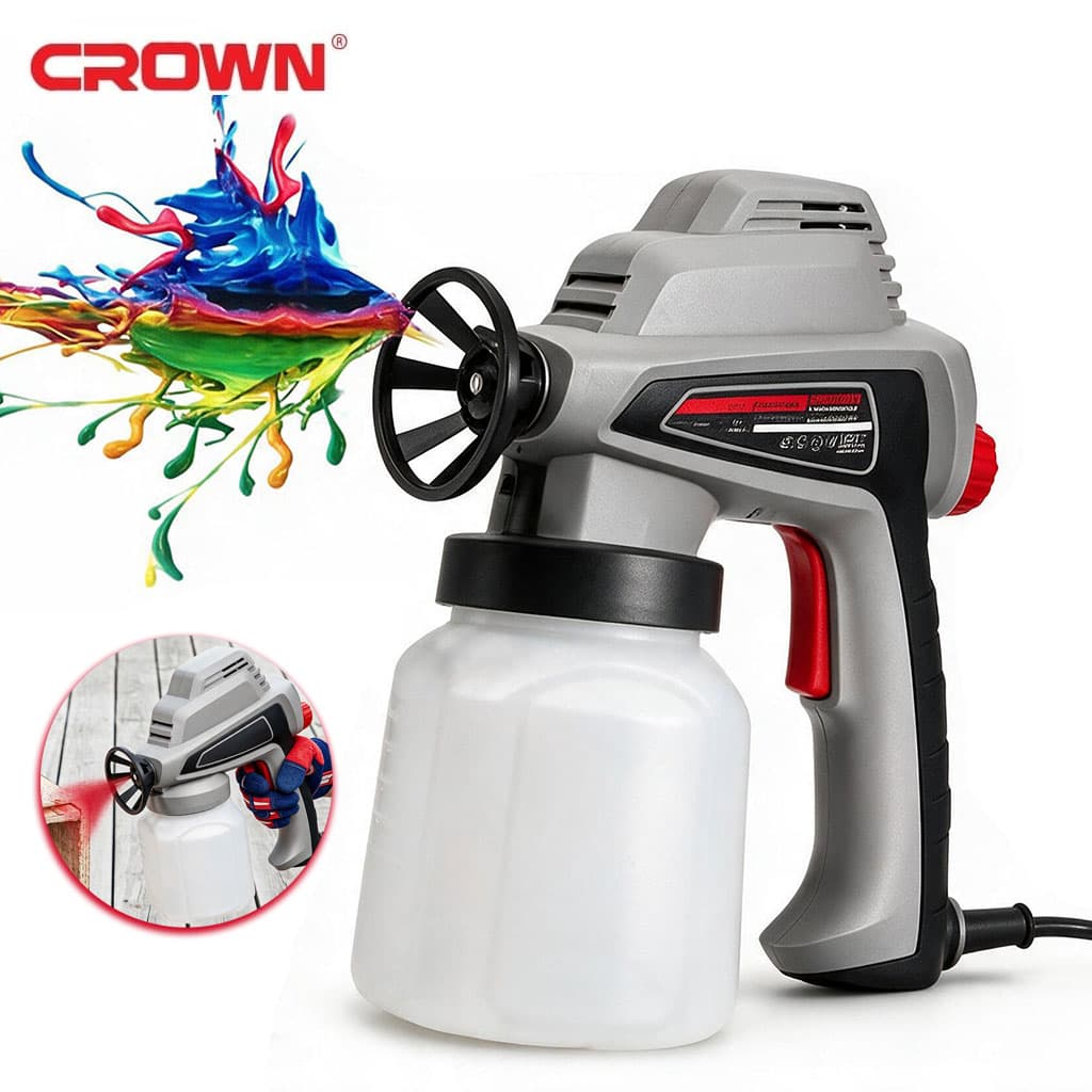 Pistolet à Peinture Électrique Crown 80W 700ml CT31012 Pression 140 Bar - مسدس رش دهان كهربائي 80 واط سعة 700 مل من كراون - Outillage et Bricolage - صورة 1