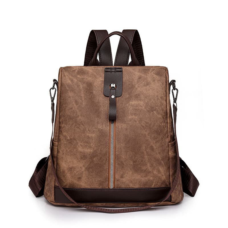 Sac à Dos Femme Antivol en Tissu Vintage avec Fermeture Arrière SACKDS39MR - حقيبة ظهر نسائية كاجوال متعددة الاستخدامات - Sac à dos et Mode - صورة 3
