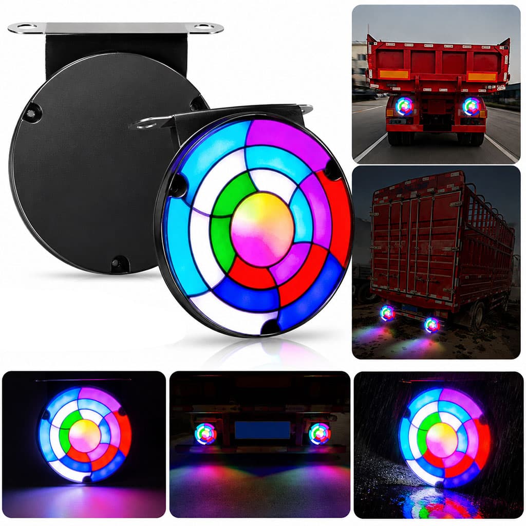 Feux Arrière LED RGB Séquentiels pour Camion 12V/24V 2 pcs Rainbow - مصابيح خلفية تحذيرية للشاحنات ملونة (قطعتين) - Accessoires Auto/Moto - صورة 1