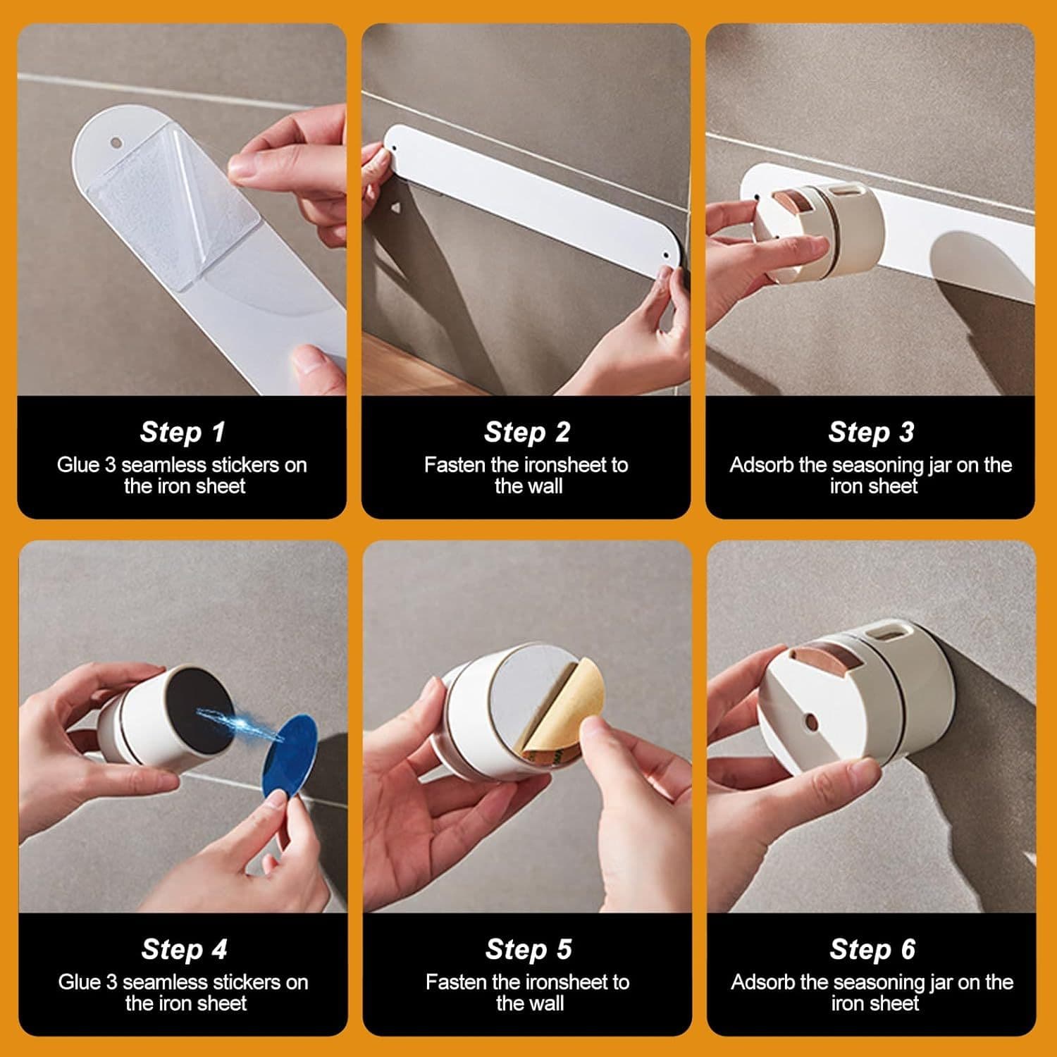 Pots à Épices Magnétiques Couvercle Transparent Fixation Au Mur 4Pcs - علب توابل مغناطيسية لحفظ البهارات وتنظيم المطبخ - Cuisine - صورة 4