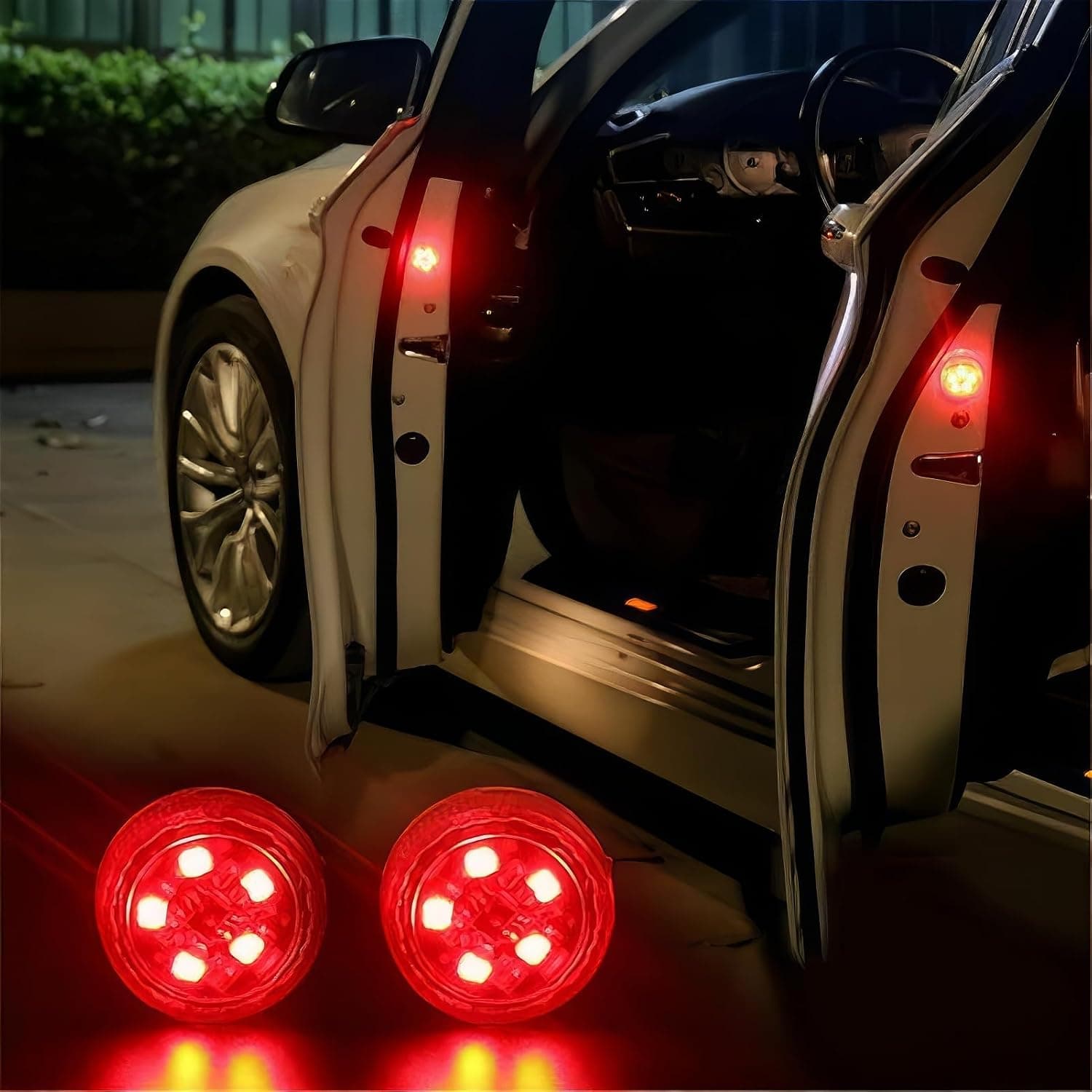 Feux d'Avertissement LED Sans Fil pour Portes de Voiture Capteur Magnétique 4Pcs - مصابيح تحذيرية لاسلكية لأبواب السيارة مضادة للتصادم - Accessoires Auto/Moto - صورة 1