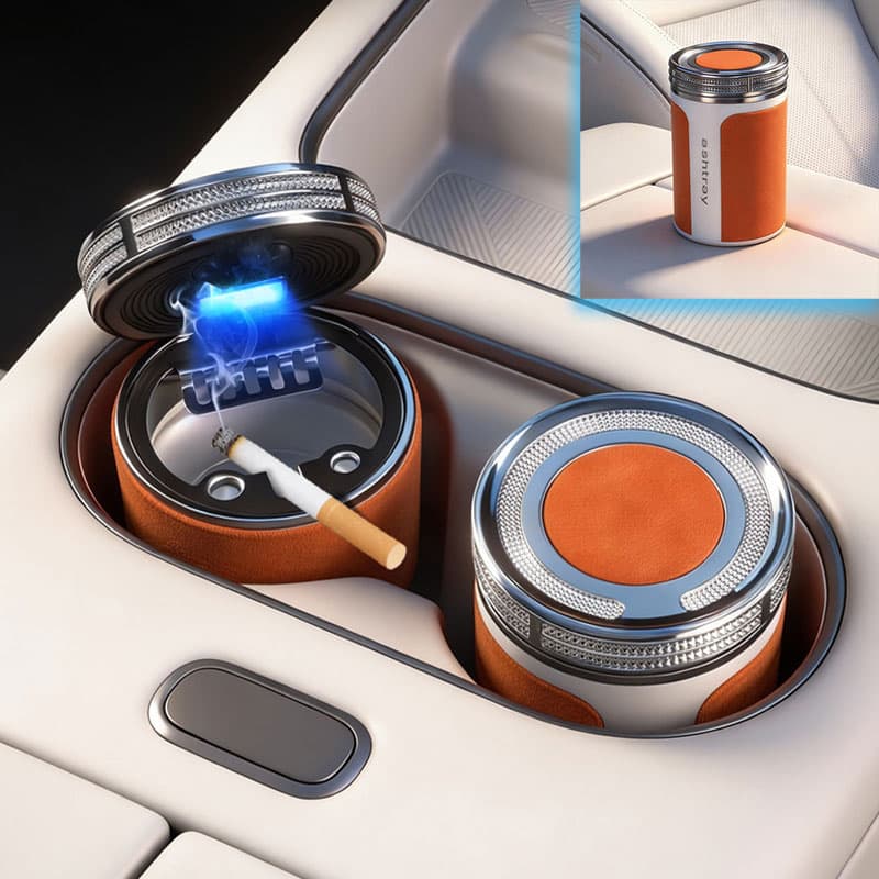 Cen-drier de Voiture de Luxe avec Doublure en Céramique et Lumière LED - منفضة سج-ائر فاخرة للسيارة ببطانة سيراميك وإضاءة - Accessoires Auto/Moto - صورة 1