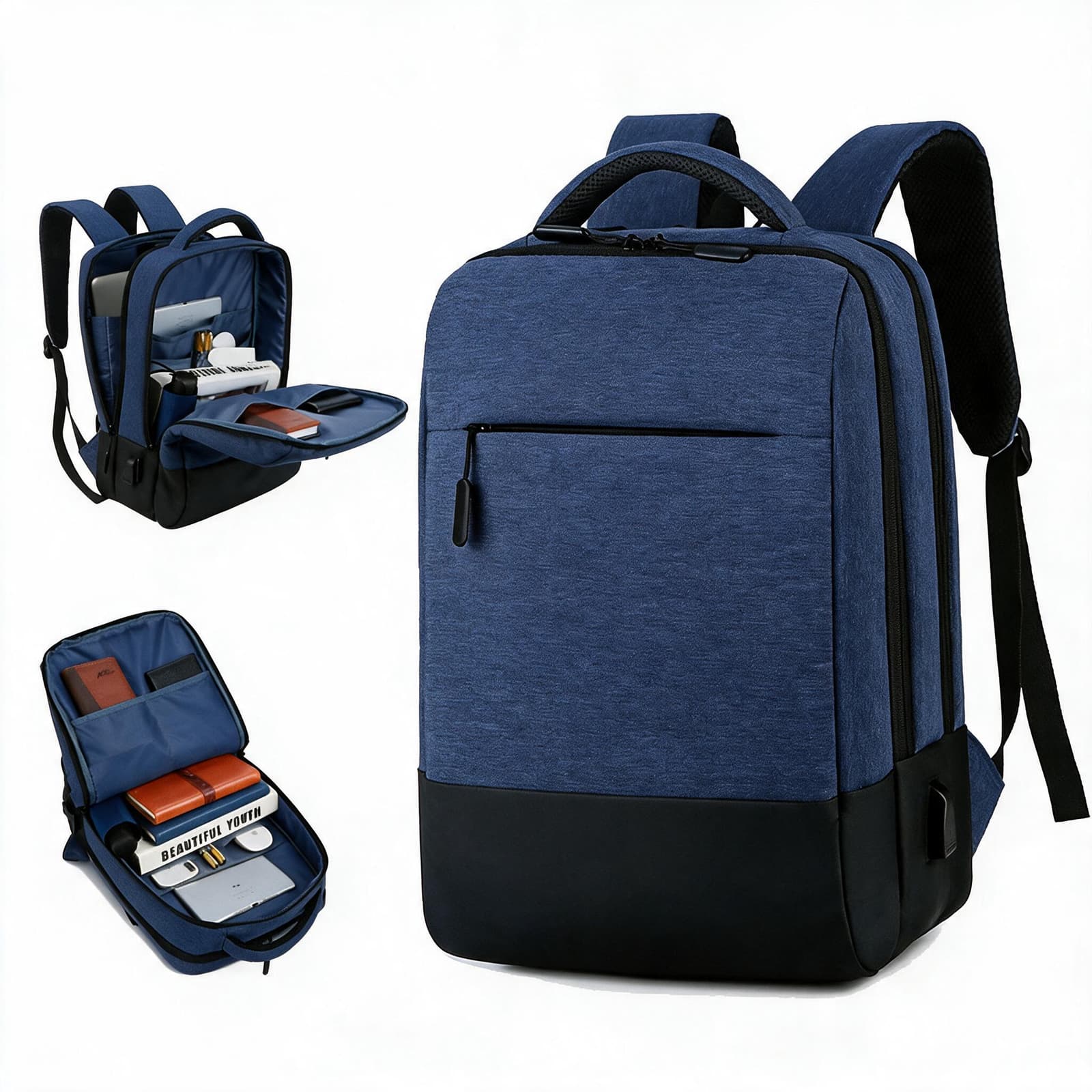 Sac à Dos Ordinateur Portable Multifonctionnel avec Port de Charge USB Grand Volume SACHM07BL - حقيبة ظهر متعددة الاستخدامات للكمبيوتر المحمول والعمل مع منفذ شحن - Sac à dos et Mode - صورة 3