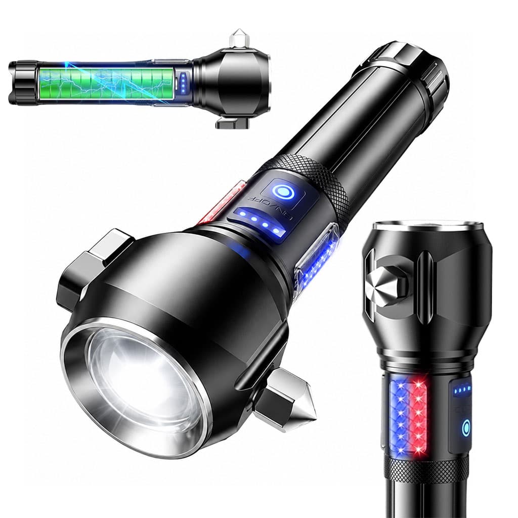 Lampe Torche Tactique LED 1200 Lumens Portée 450m avec Éclairage Latéral - مصباح يدوي تكتيكي عالي الإضاءة متعدد الاستخدامات - Camping et Randonnée - صورة 1