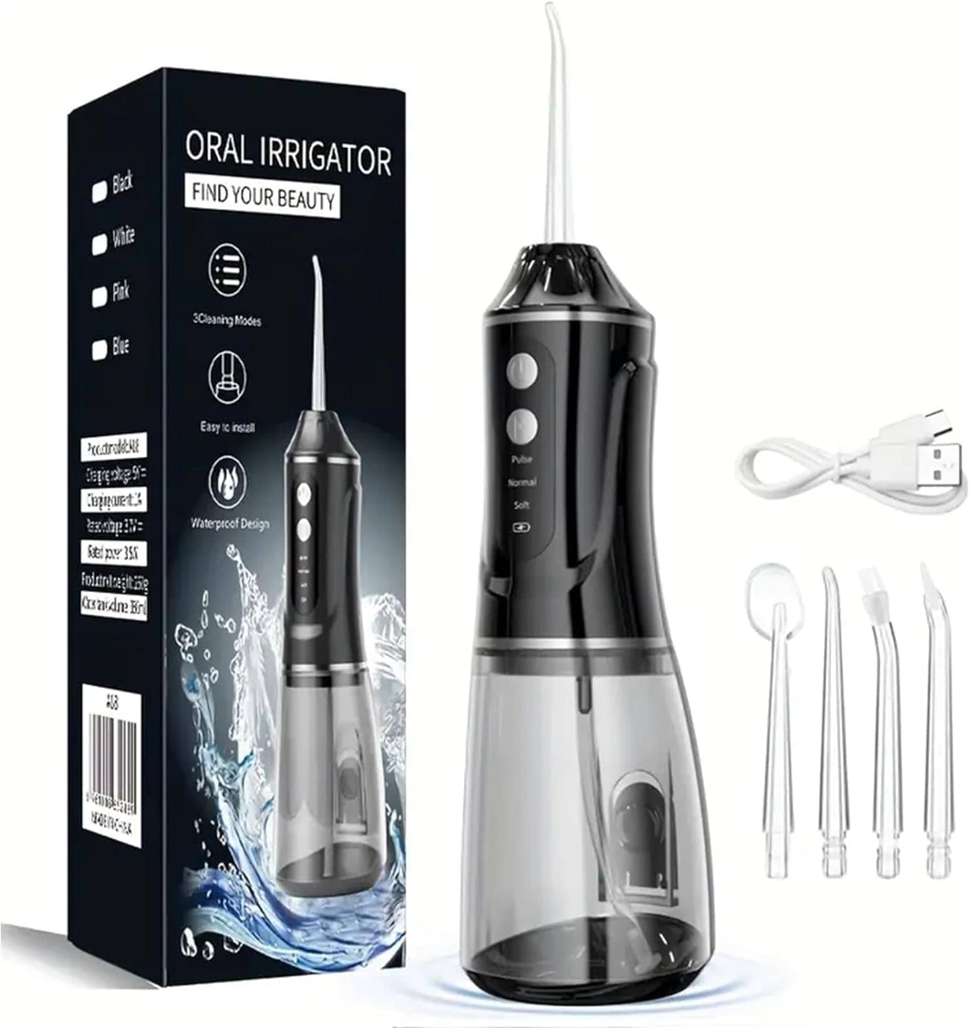 Hydropulseur Dentaire Sans Fil 380ml Pression 50-150 PSI 3 Modes - جهاز تنظيف الأسنان بالماء اللاسلكي
