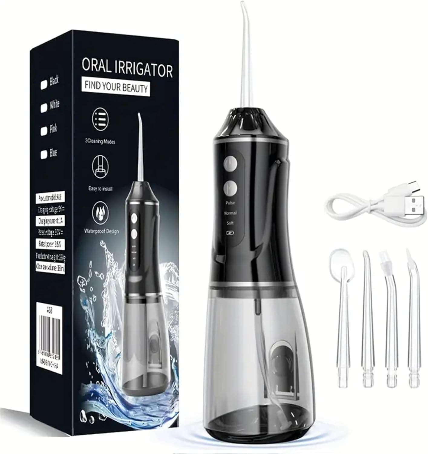 Hydropulseur Dentaire Sans Fil 380ml Pression 50-150 PSI 3 Modes - جهاز تنظيف الأسنان بالماء اللاسلكي - Soins et Beauté - صورة 1