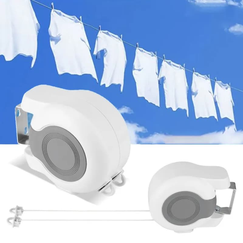 Double Corde à Linge Rétractable Automatique 30m Fixation Murale 2 Lignes Indépendantes - حبل غسيل أوتوماتيكي مزدوج قابل للسحب بطول 30 متراً (15×2) - Maison - صورة 3