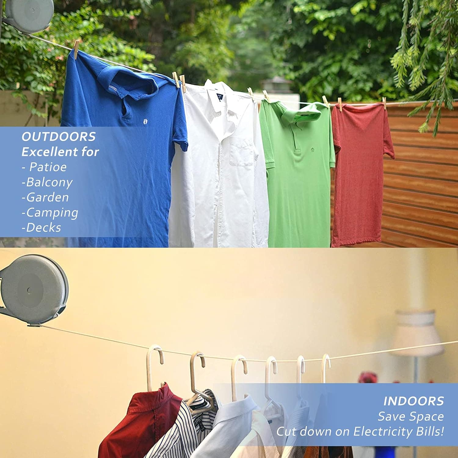 Corde à Linge Rétractable Automatique 15m Fixation Murale Supporte 10kg - حبل غسيل ملابس أوتوماتيكي قابل للسحب بطول 15 متراً - Maison - صورة 3