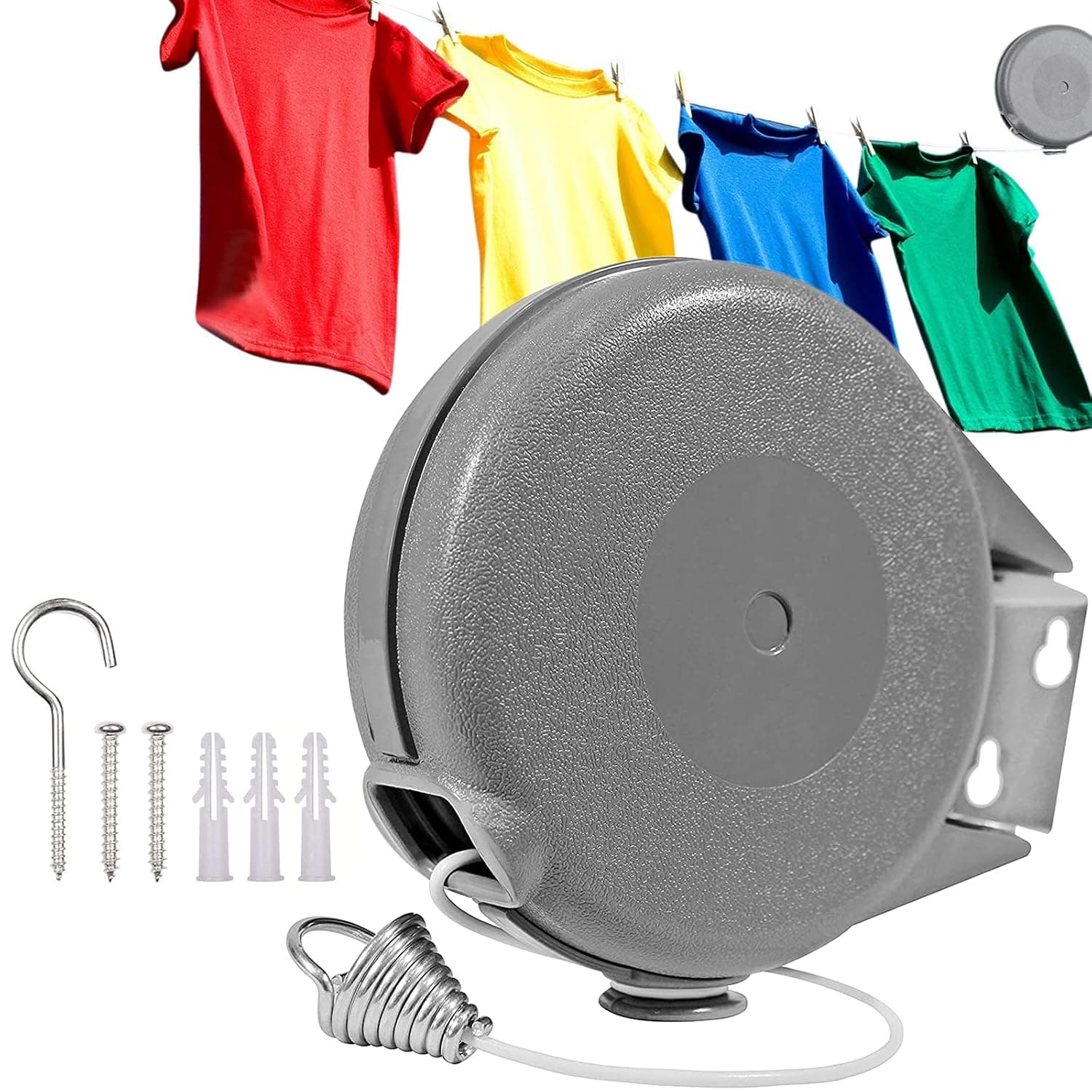 Corde à Linge Rétractable Automatique 15m Fixation Murale Supporte 10kg - حبل غسيل ملابس أوتوماتيكي قابل للسحب بطول 15 متراً - Maison - صورة 1