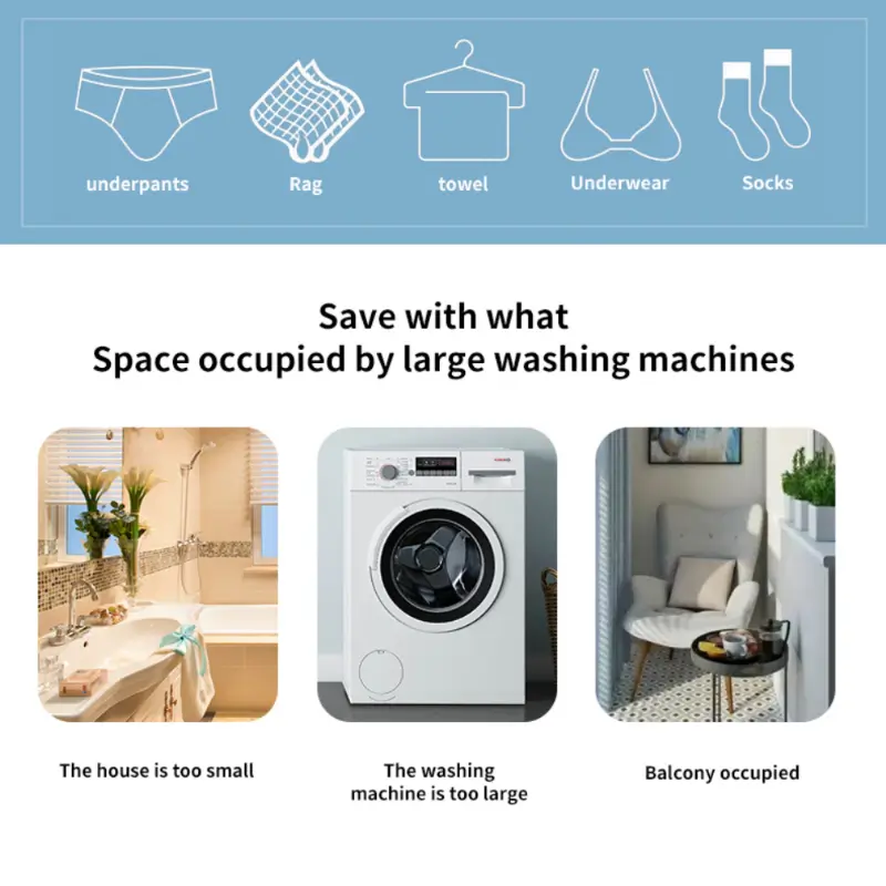 Mini Machine à Laver Portable 2 en 1, Laveuse à Ultrasons avec Câble USB - Electroménager - صورة 12