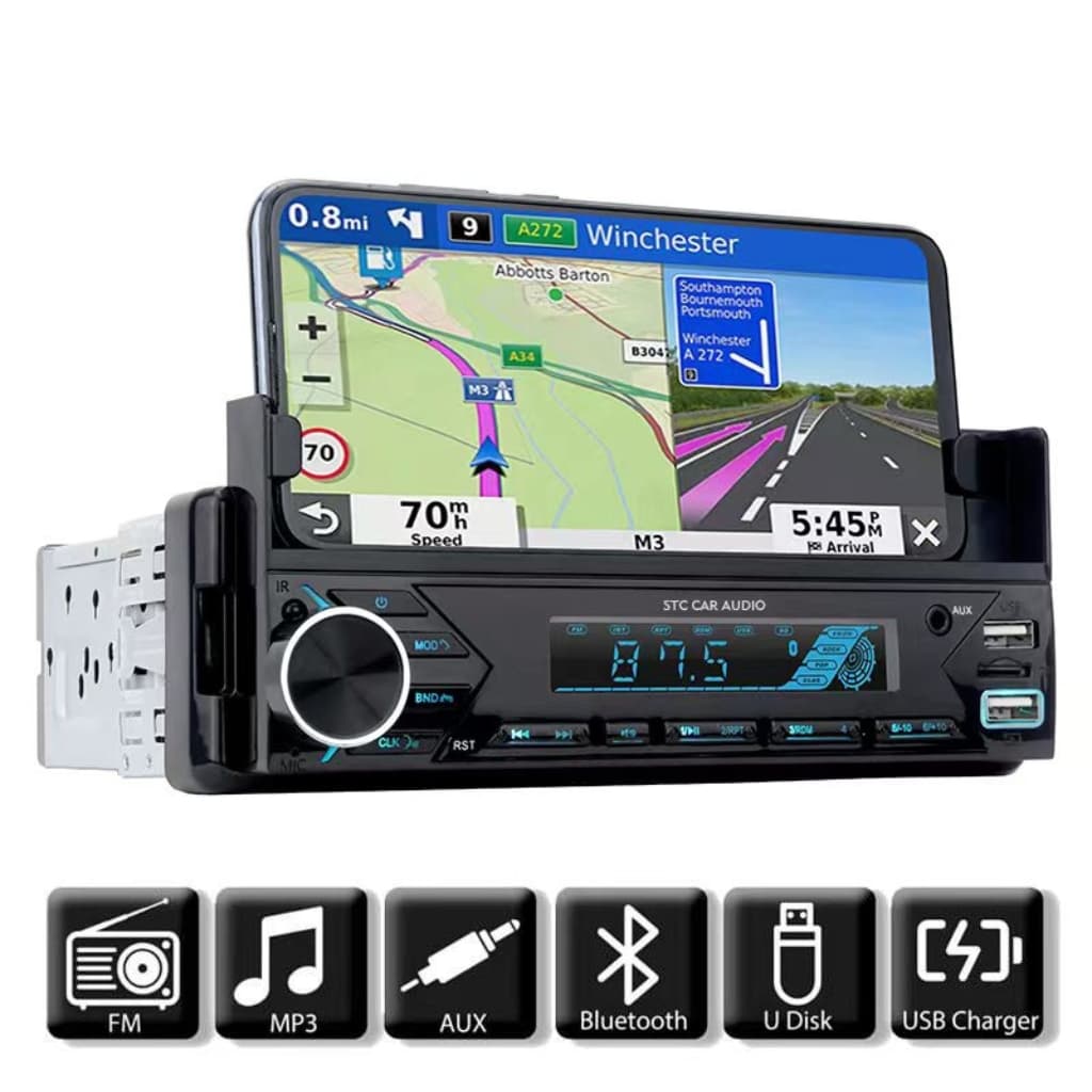 Poste radio BT In-dash 1 Din Fm Aux-in Récepteur SD USB avec support de téléphone - Accessoires Auto/Moto - صورة 1