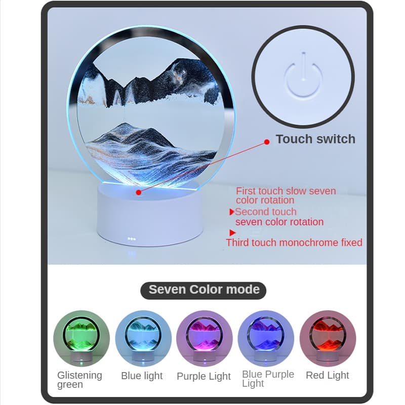 Sablier Lampe led 3D tactile USB en verre avec télécommande - Décoration - صورة 5