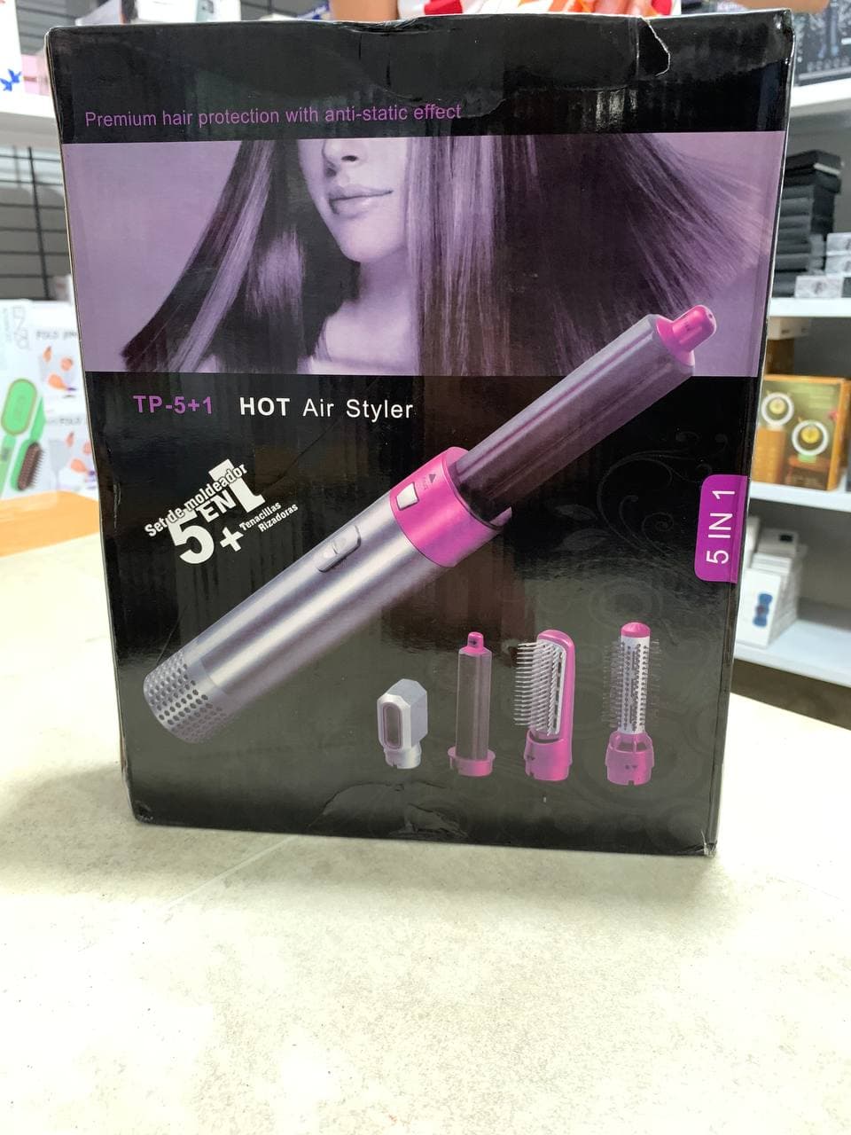 Sèche-cheveux peigne à air chaud 5in1 curling premium protection - Soins et Beauté - صورة حقيقية 7