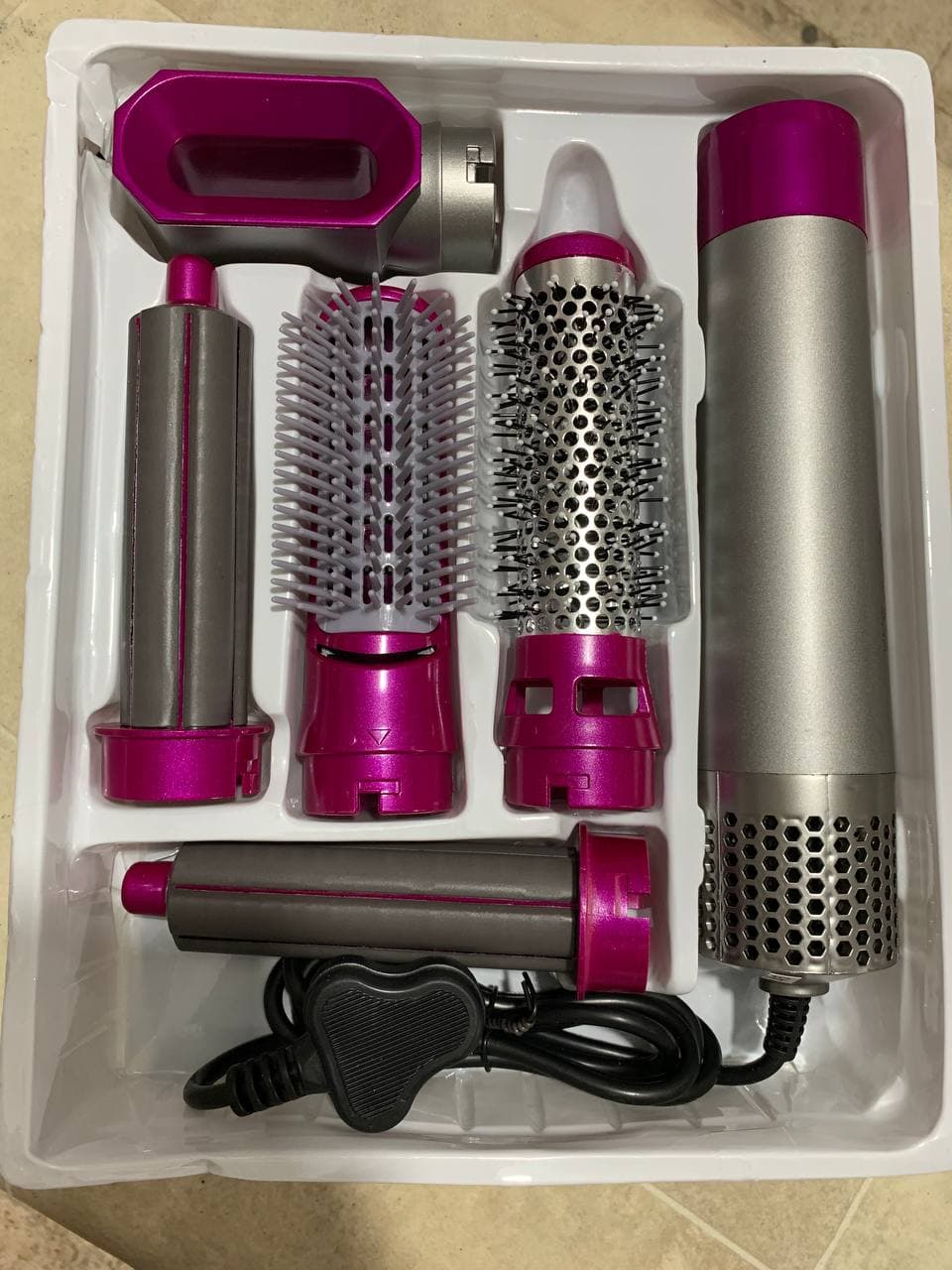Sèche-cheveux peigne à air chaud 5in1 curling premium protection - Soins et Beauté - صورة حقيقية 8