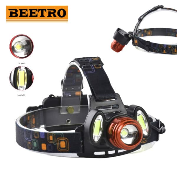 Lampe Frontale Lumineuse Sans Fil Avec 4 Modes D’eclairages Et Avec Zoom BEETRO LA-294 - Camping et Randonnée - صورة 1