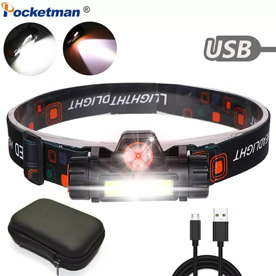 Lampe frontale à Led Portable imperméable Rechargeable USB - Camping et Randonnée - صورة 1