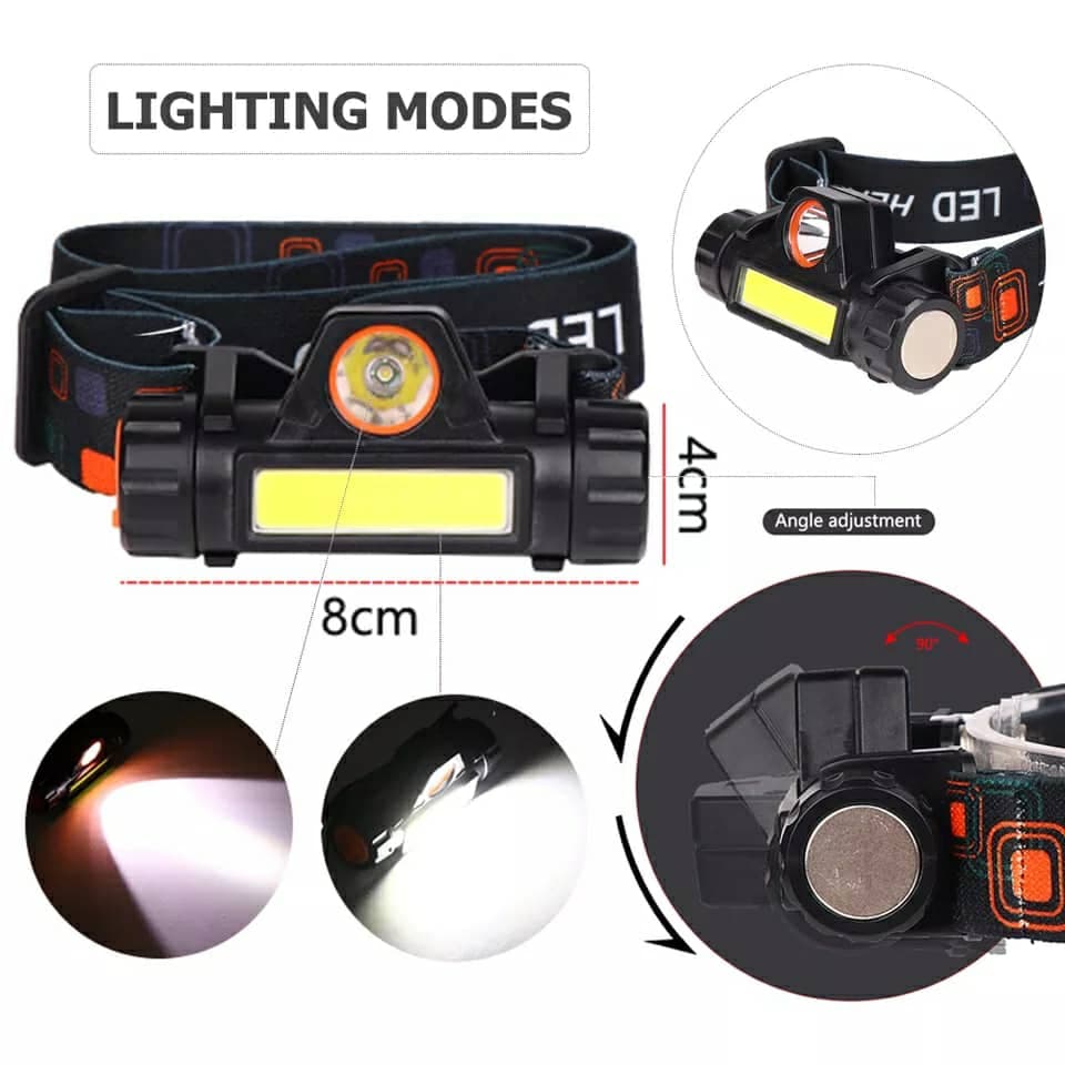 Lampe frontale à Led Portable imperméable Rechargeable USB - Camping et Randonnée - صورة 7