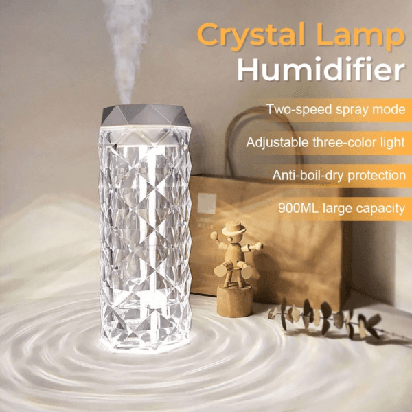 Lampe en cristal avec humidificateur d’air, diffuseur d’arôme, USB 900ml - Décoration - صورة 1