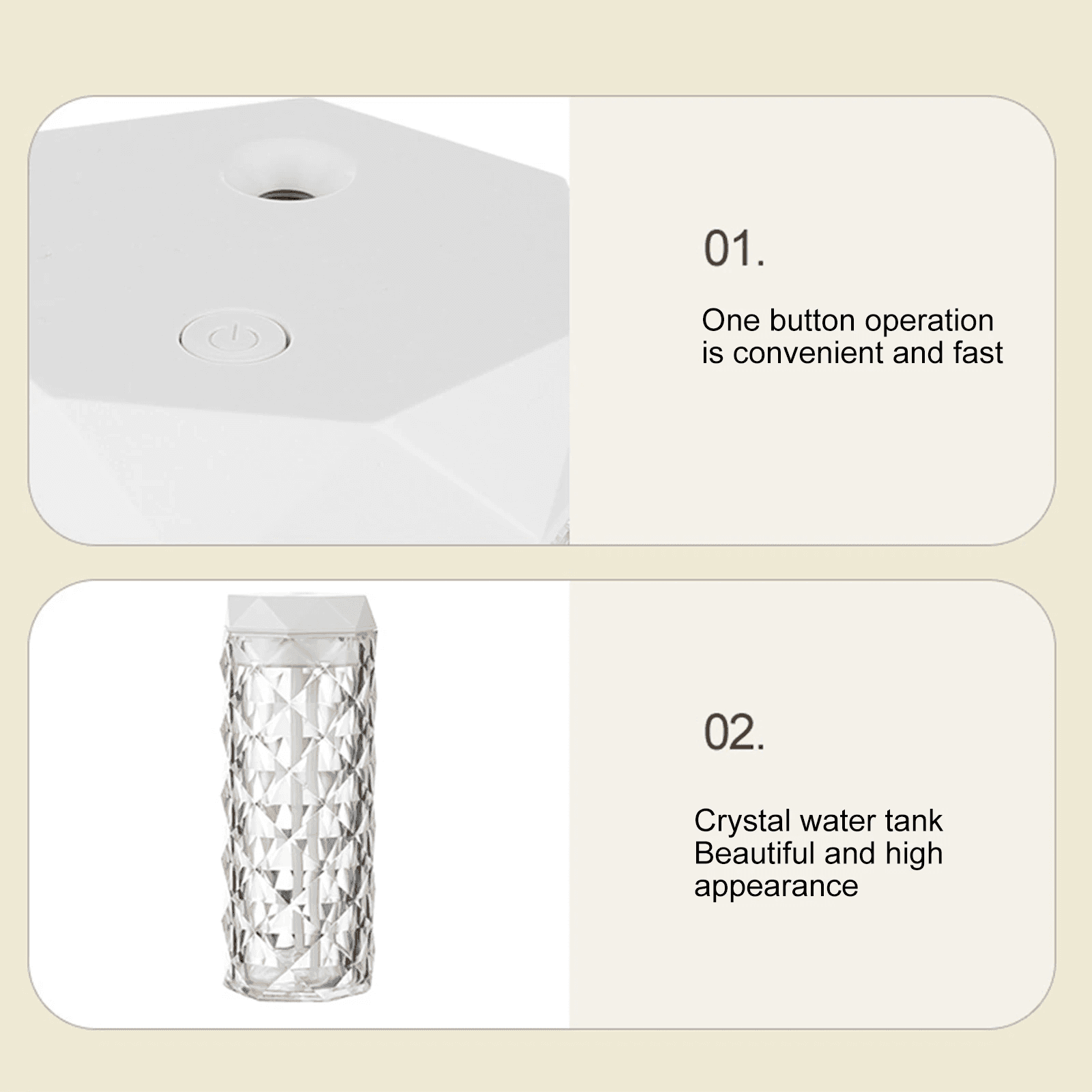 Lampe en cristal avec humidificateur d’air, diffuseur d’arôme, USB 900ml - Décoration - صورة 10