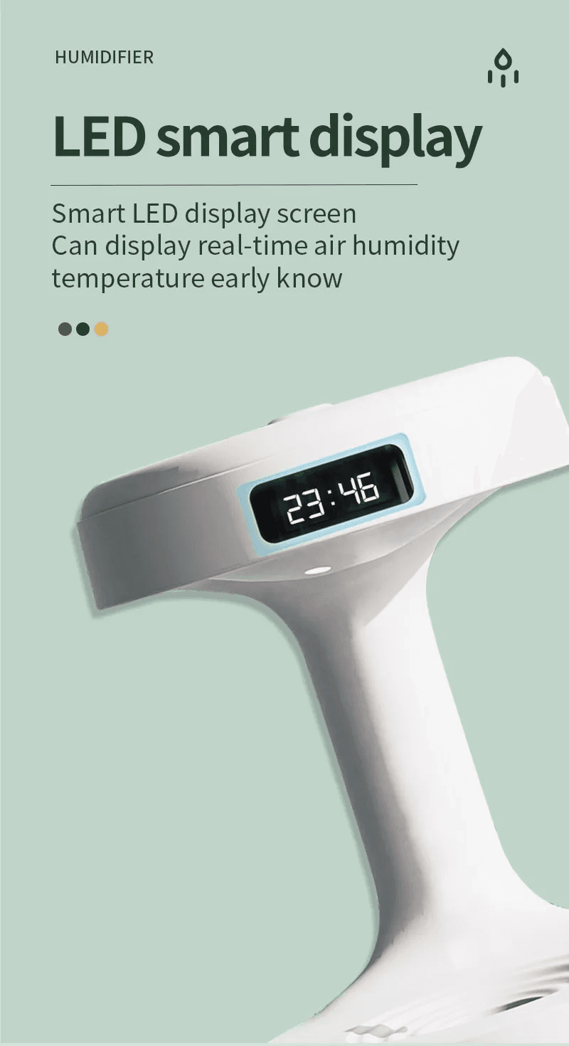 Réveil et Humidificateur d’air gouttelettes d’eau Anti-gravité 800ml - Décoration - صورة 3