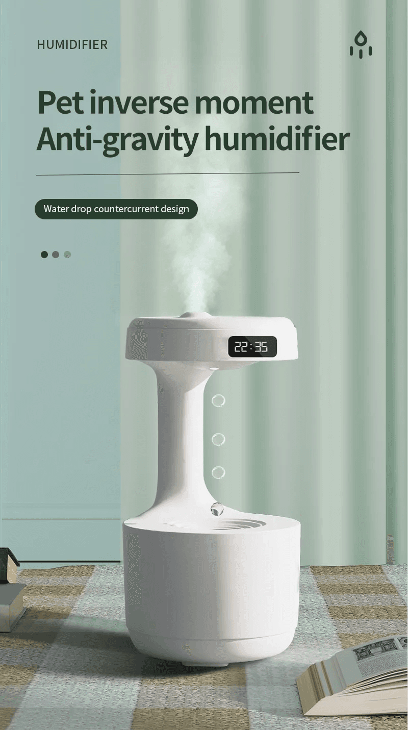 Réveil et Humidificateur d’air gouttelettes d’eau Anti-gravité 800ml - Décoration - صورة 7