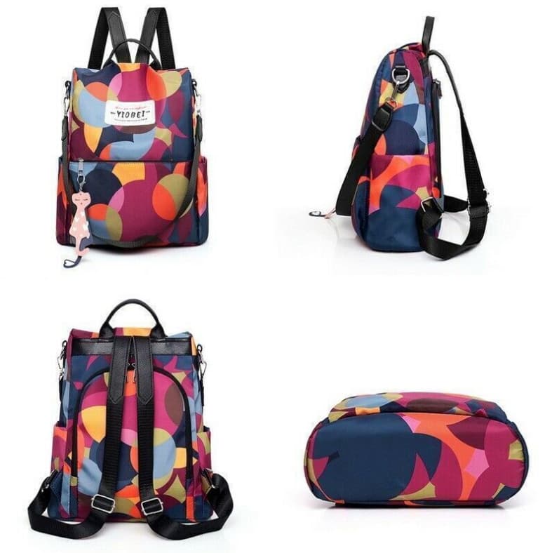 Sac à dos oxford Antivol étanche pour femmes – multicouleur – حقيبة ظهر أكسفورد مقاومة للماء ومضادة للسرقة للنساء - Sac à dos et Mode - صورة 2