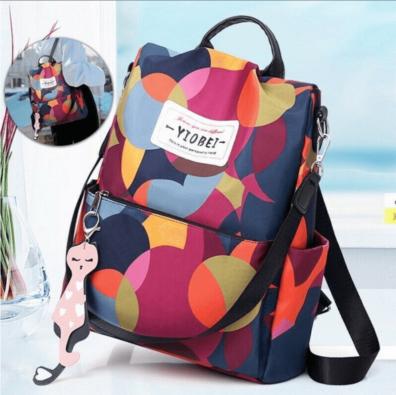 Sac à dos oxford Antivol étanche pour femmes – multicouleur – حقيبة ظهر أكسفورد مقاومة للماء ومضادة للسرقة للنساء - Sac à dos et Mode - صورة 4