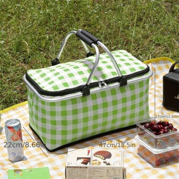 Panier de pique-nique a isolation thermique pliable portable avec couvercle et poignée en aluminium - Cuisine - صورة 1