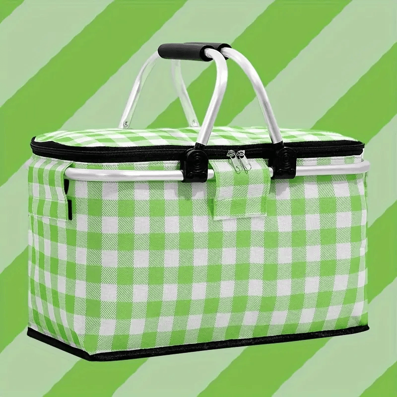 Panier de pique-nique a isolation thermique pliable portable avec couvercle et poignée en aluminium - Cuisine - صورة 4