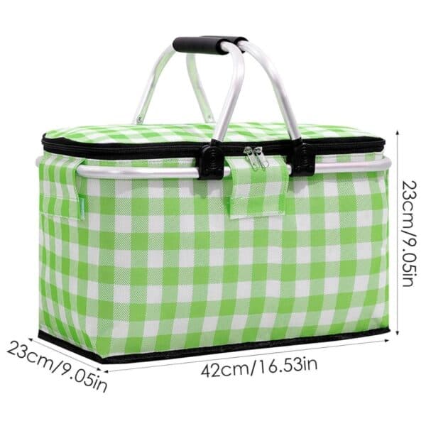 Panier de pique-nique a isolation thermique pliable portable avec couvercle et poignée en aluminium - Cuisine - صورة 7