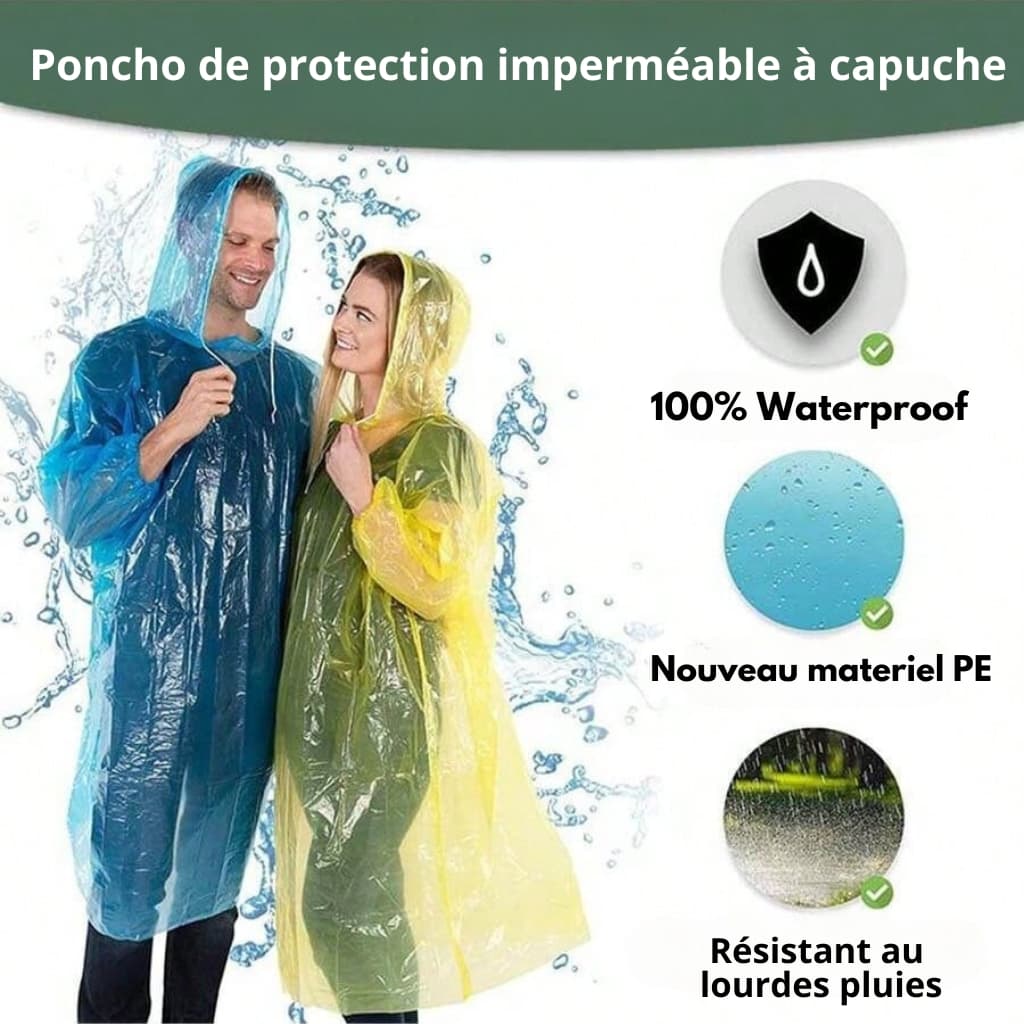 Poncho à capuche Transparent imperméable Pour Adulte protection d’urgence - Divers - صورة 2
