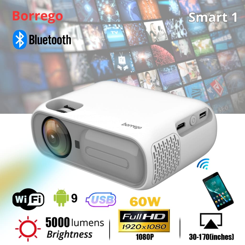 Borrego Projector Smart 1 Android 9.0 Bluetooth Projection technology 3.5inch LCD TFT display - Électronique - صورة 1