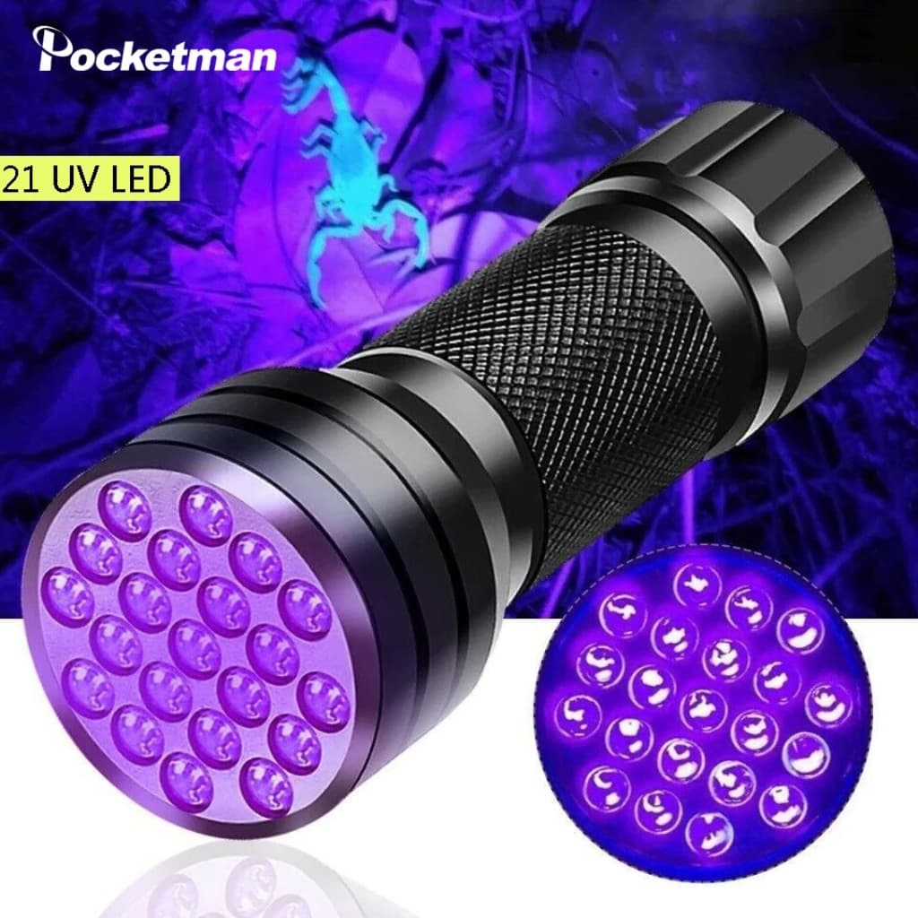 lampe de poche UV 21LED en alliage d'aluminium détecteur des scorpions et faux billet - المصباح بالأشعة فوق البنفسجية كاشف للعقارب والعملات المزورة - Électronique - صورة 1