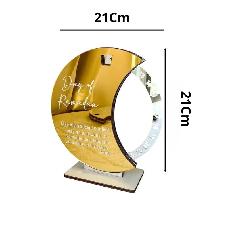 Calendrier rotatif pour compte à rebours du Ramadan , En acrylique effet miroir Grand Format ديكور رزنامة شهر رمضان حجم كبير ذهبي - Décoration - صورة 4