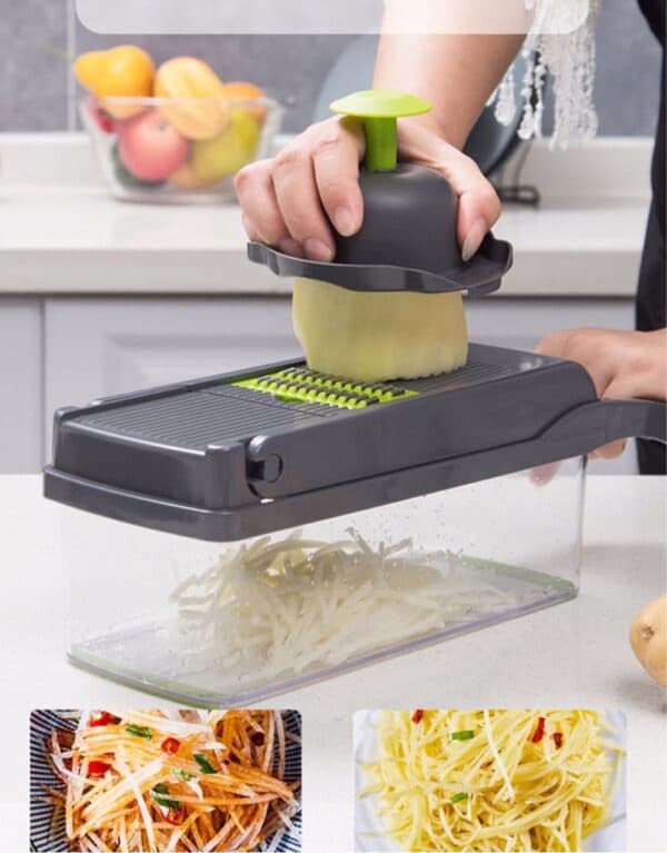 Hachoir à légumes multifonctionnel 14in1 , trancheur, mandoline, hachoir à oignons pour oignon, pomme de terre, tomate, concombre, carotte - Cuisine - صورة 4