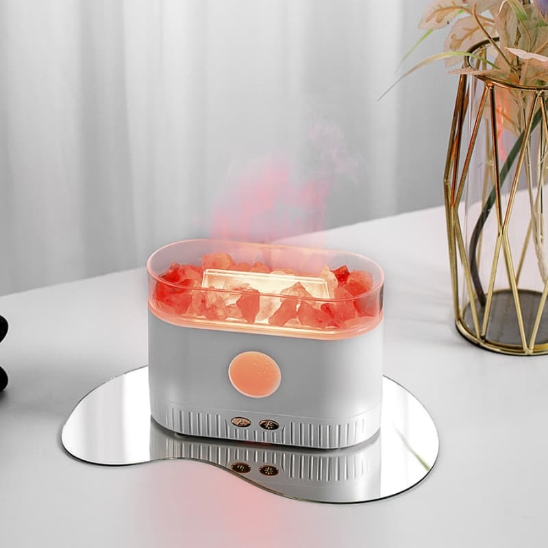 Humidificateur flamme multicolore des huiles essentielles aromatiques en pierre de sel 200ml - موزع روائح الزيوت العطرية باللهب مع صخور الملح الكريستالي 200 مل - Décoration - صورة 3