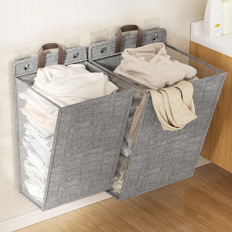 Panier à linge mural pliable pour vêtements sales, rangement pour linge, grande capacité - Maison - صورة 3