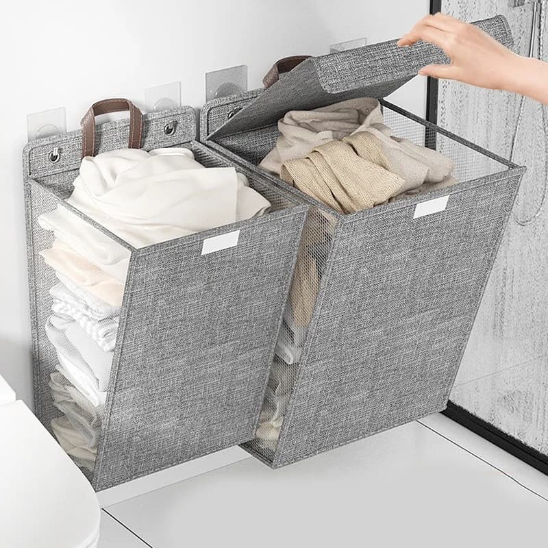 Panier à linge mural pliable pour vêtements sales, rangement pour linge, grande capacité - Maison - صورة 5