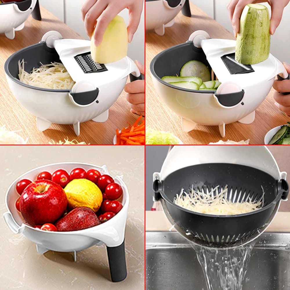 Pot Coupe-Légumes 9in1 Multifonction Avec Panier De Vidange + Éplucheur V2 - Cuisine - صورة 3